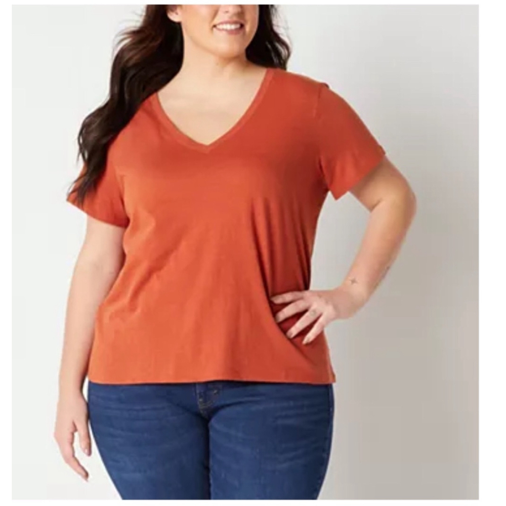 Womens a.n.a red ochre tshirt v neck size 2x
